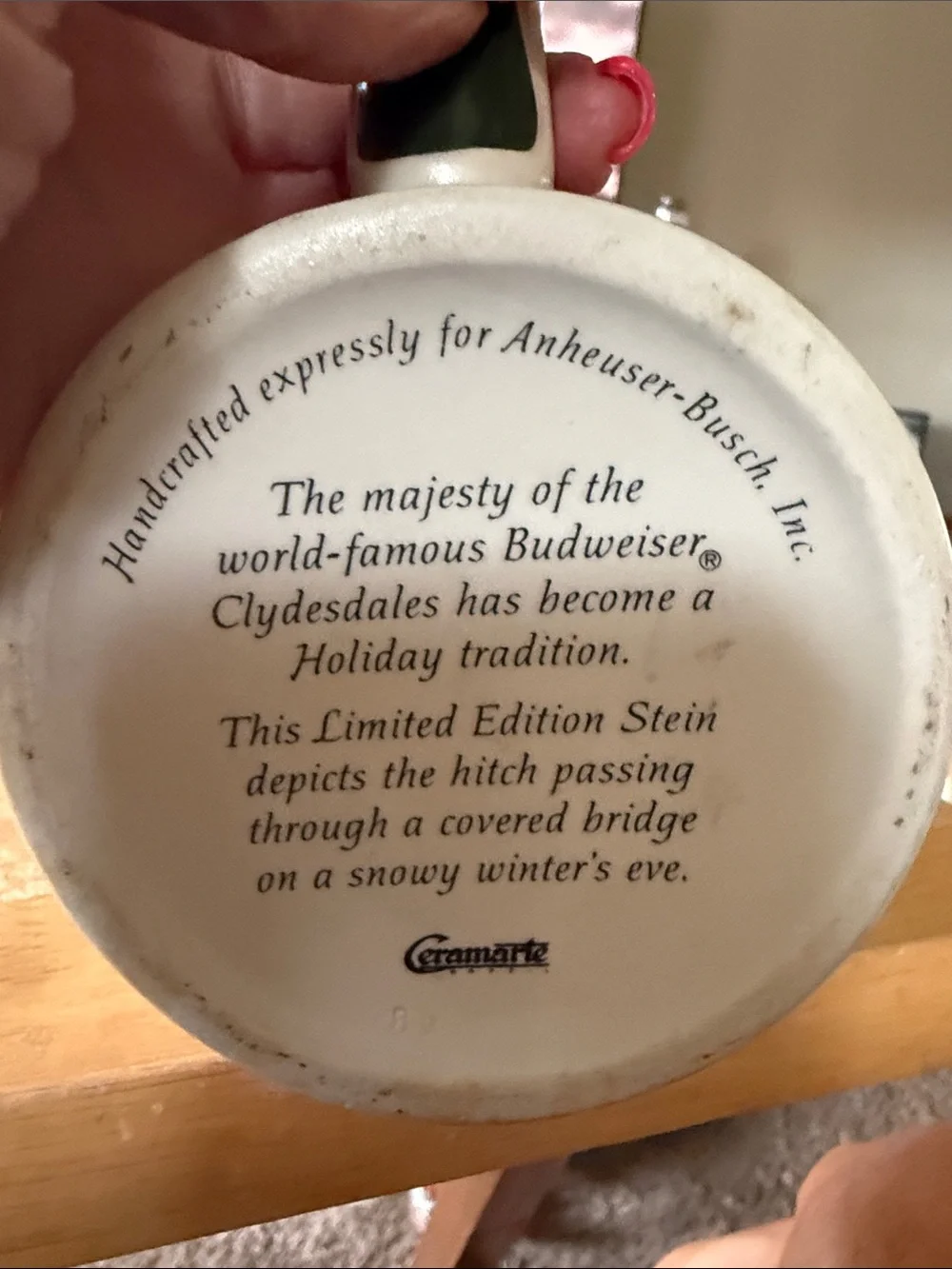 Vintage Budweiser holiday Clydesdales Ceramic Stein
